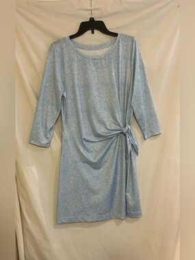 Vineyard Vines Womens Large Jake Blue Sankaty Side Tie 3/4 Sleeve Dress Beach